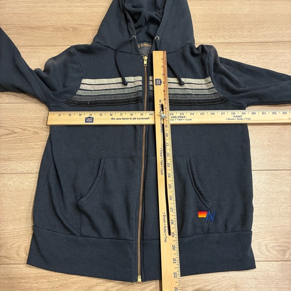 Aviator Nation Women’s 5 Stripe Hoodie Faded Smoke Gray Navy Size S - Picture 3 of 8